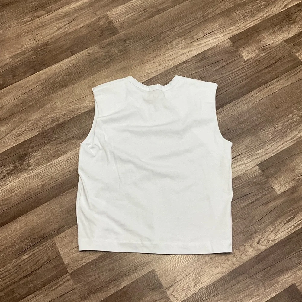 Madewell Womens Structured Muscle Tee Crewneck Padded Shoulders NR246 XS White